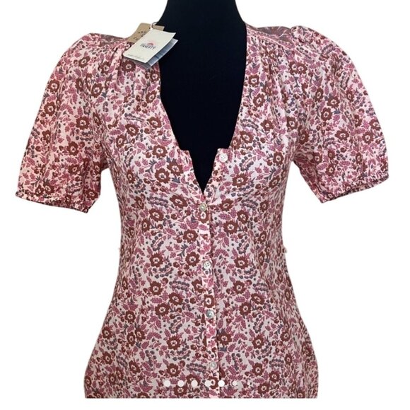 Faherty Orinda Earth Block Floral Maxi Dress A-line Silhouette Size XS New - Picture 6 of 16